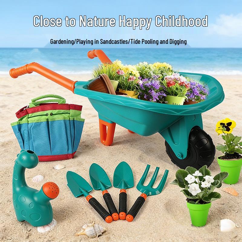

Children s Outdoor Garden Play Set: Sand, Planting & Role-Play Tools Garden Cart Set (6PCS Purple)