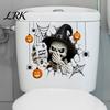 Waterproof Bathroom Surface Covers Halloween Toilet Seat Cover Stickers, Scary 3D Crack Ghost Skeleton Removable Pumpkin Wall Decals Tank Lid Decals,