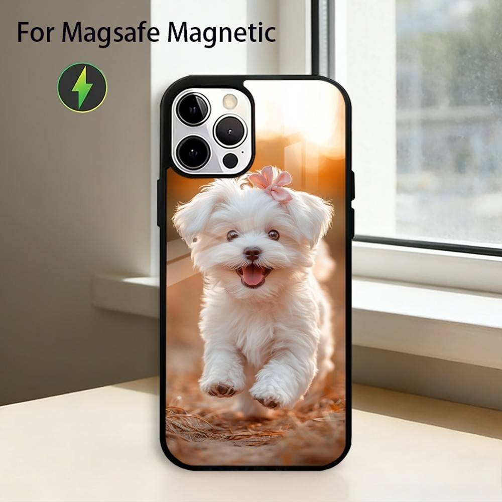 

Cute Cartoon Bichon P-puppy Phone Case For iPhone17,16,15,14,13,12,11 Plus,Pro Magnetic with Magsafe Wireless Charging iPhone11