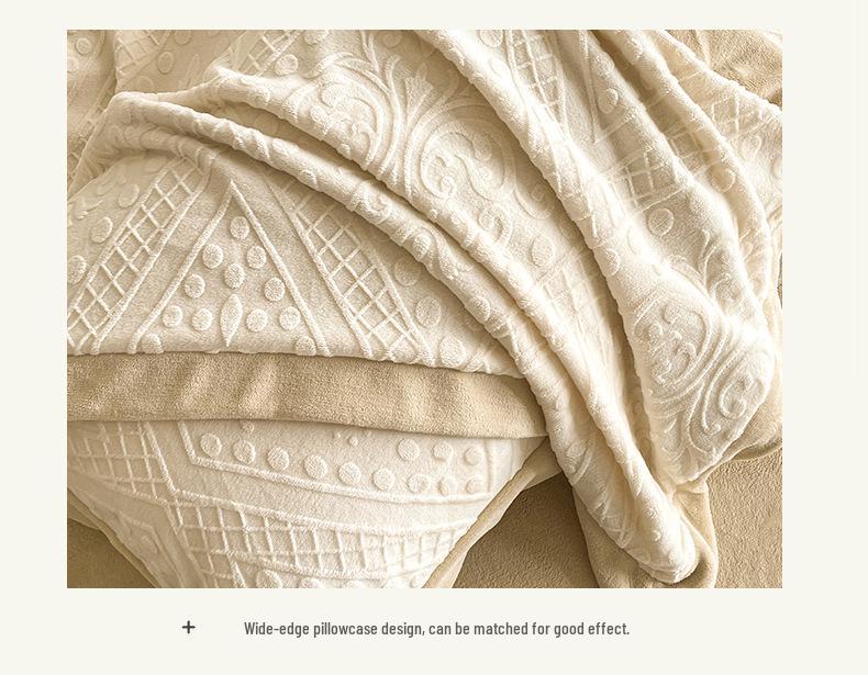 Luksusowy zimowy komplet pościeli z aksamitu w kolorze koralowym - 4-częściowa dwustronna kołdra i prześcieradło z aksamitu zapewniające najwyższy komfort.