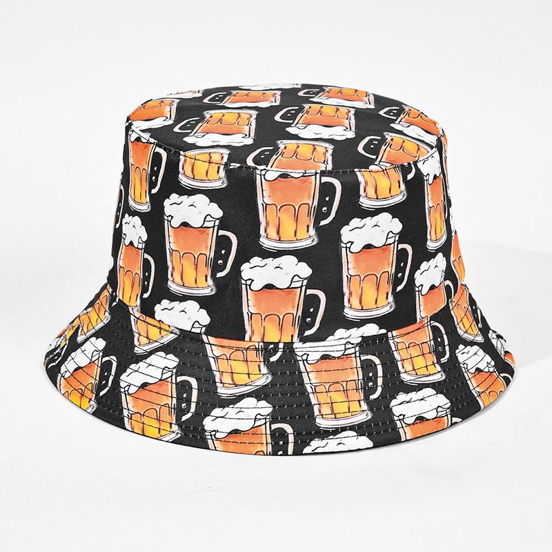 Klasyczny dwustronny kapelusz bucket modny graffiti wiosna i lato nowy retro daszek przeciwsłoneczny