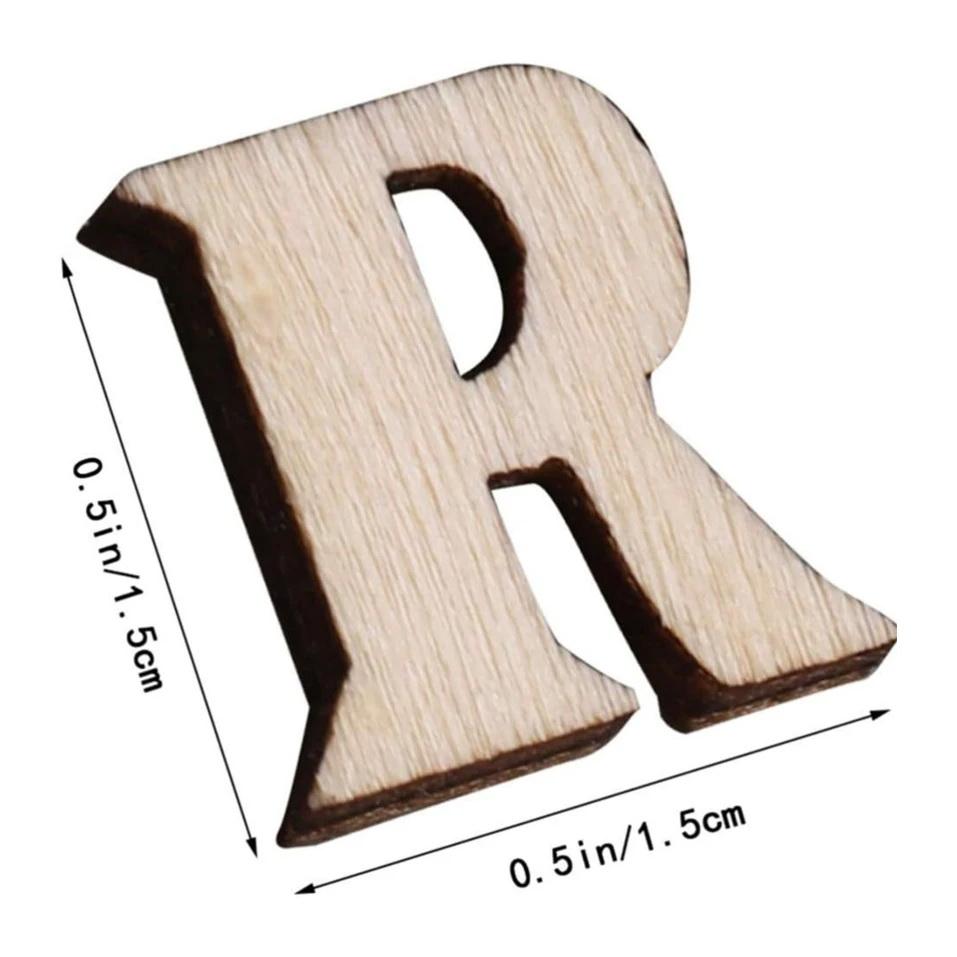 100/200PCS 15mm Wood Alphabet, Mini A-Z Alphabet Wood Chip Unfinished Wood Chip Shape For DIY Craft Letter Scrapbooking