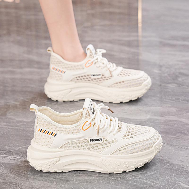 Summer Women's Breathable Mesh Sneakers with Thick Soles - Korean Style Casual Running Shoes.