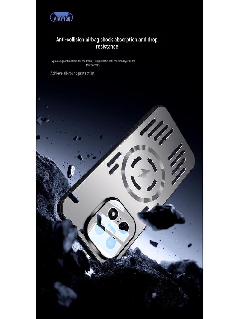 IQOO15 Aluminum Alloy Lens Integrated Protective Case with Airbag Anti-Drop and Heat Dissipation for Men