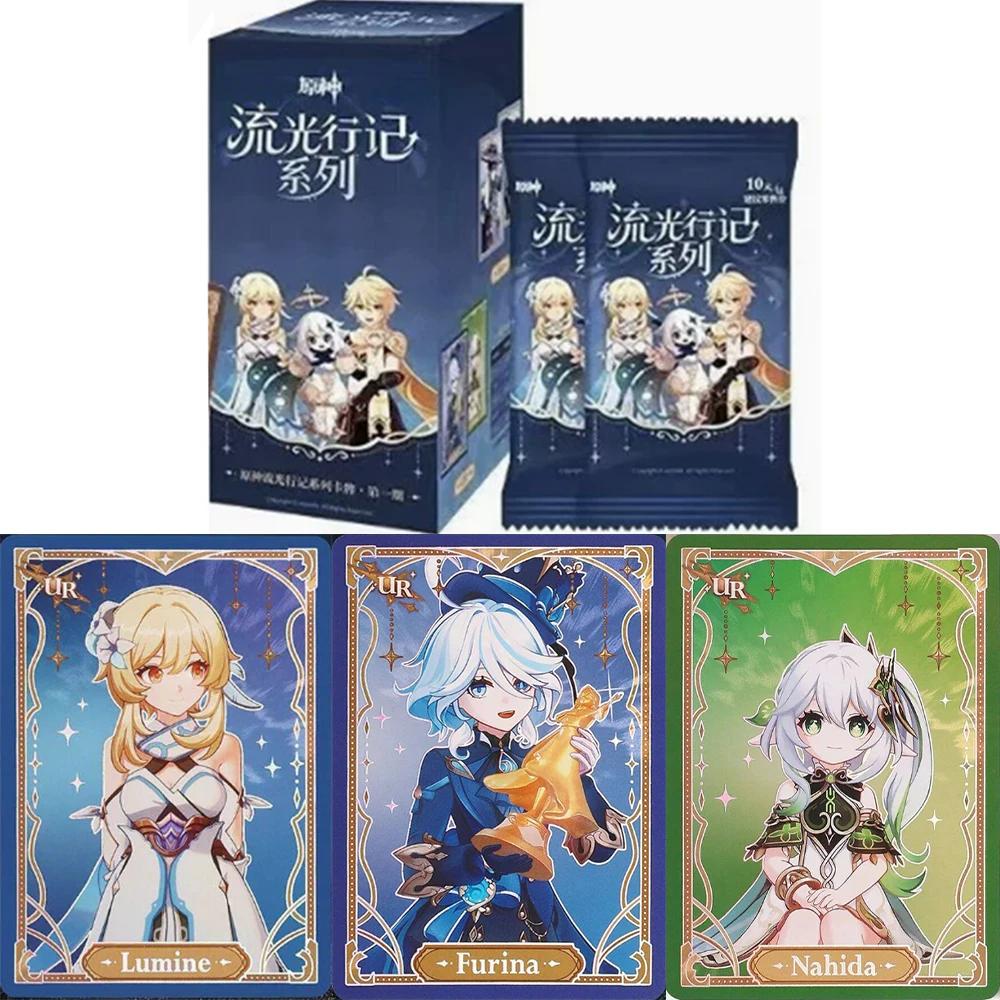 Genuine Genshin Impact Card Flowing Light Travelogue Series Booster Pack Game Peripheral Collectible Cards Toys Gifts