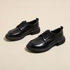 New black retro women's platform single shoes, soft-soled lace-up small leather shoes