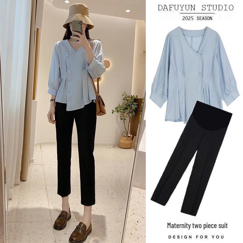 2026 Summer Maternity Irregular Top & Two-Piece Set XL