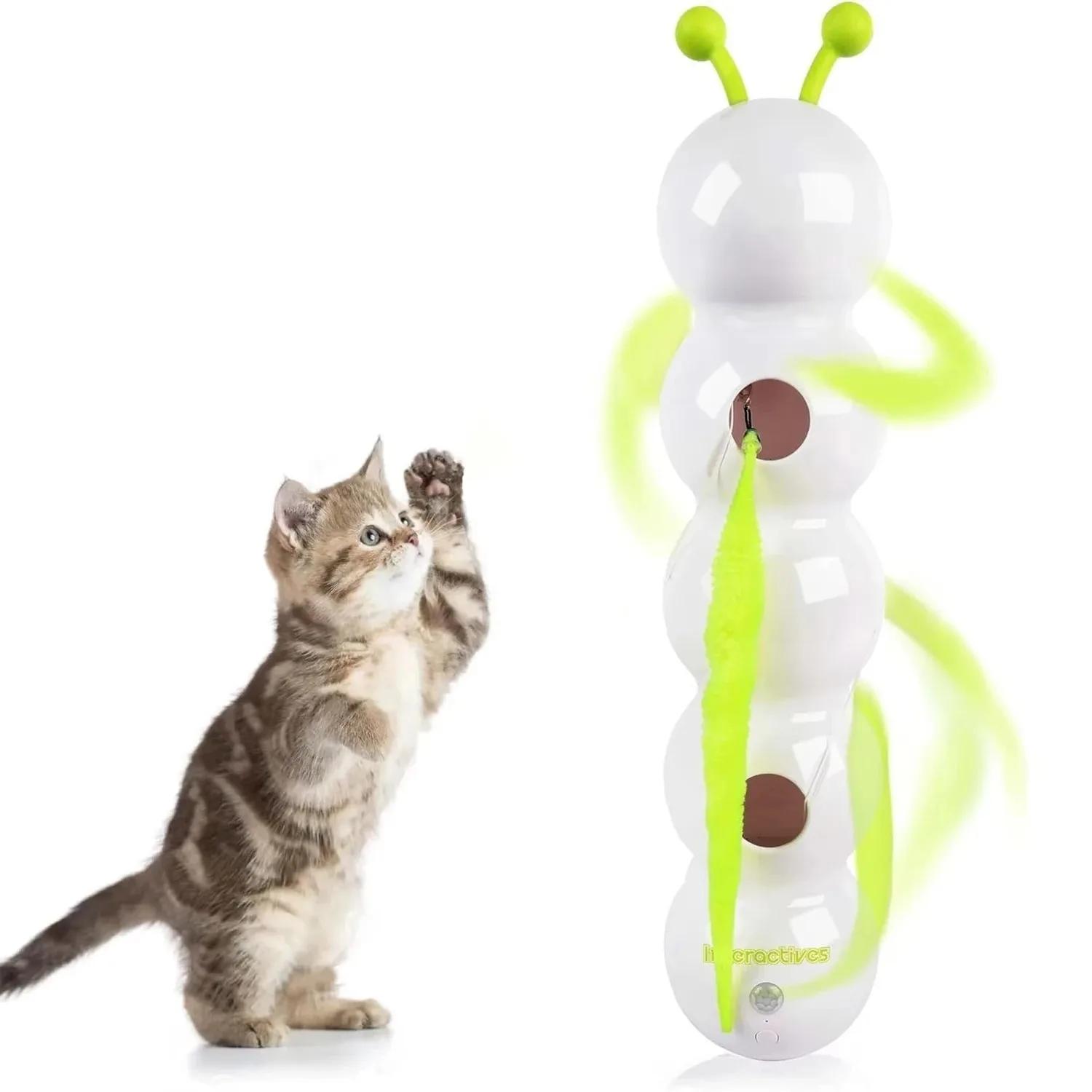 

Intelligent Interactive Cat Toy Automatic Tail Wagging Mobile Activation Wake-up Out of Hole Earthworm Pole Cat Toy with Tail белый