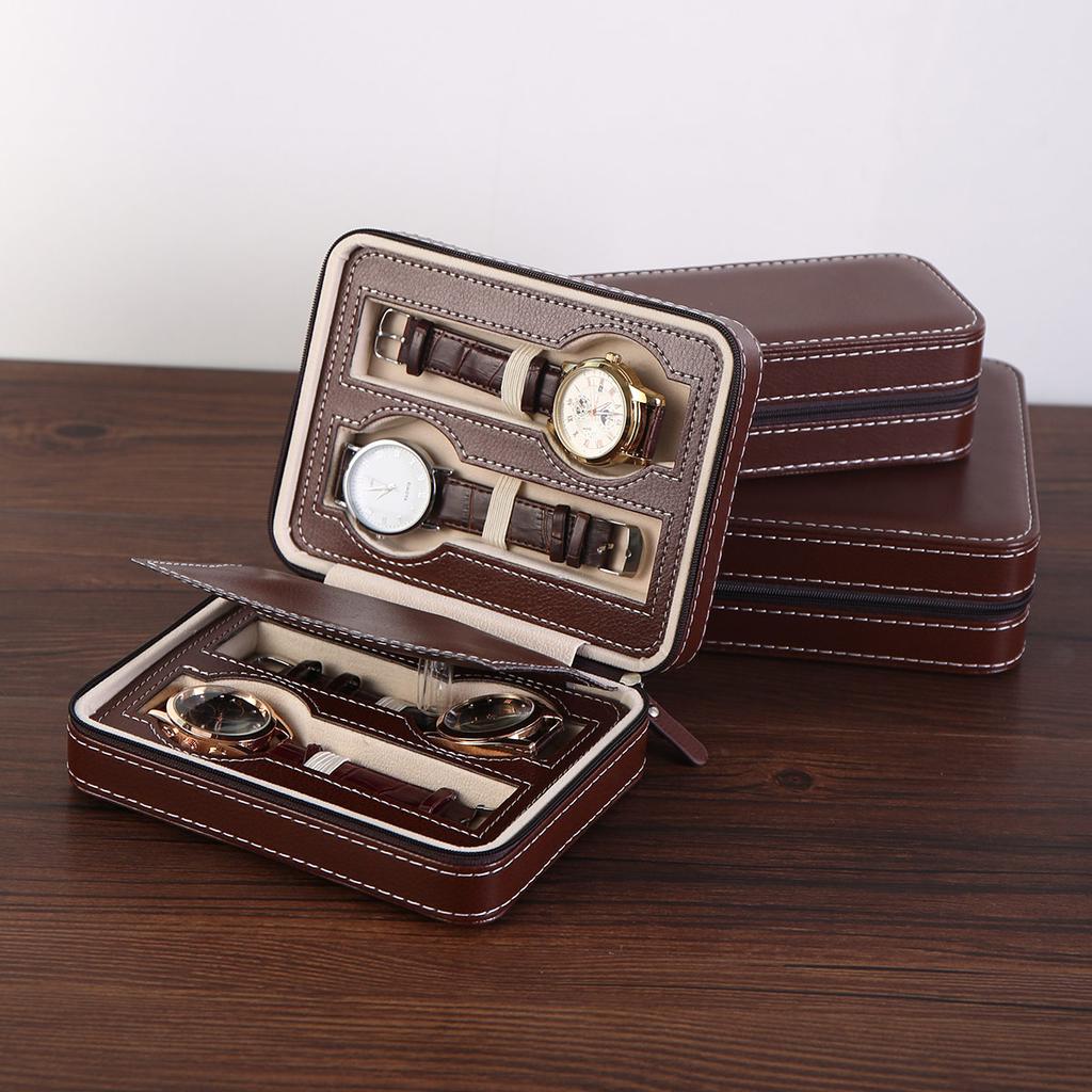 1 ks, Vintage úložný box na hodinky, PU kůže luxusní krabička na hodinky, krabička na zip, přenosná šperkovnice, kompaktní výstavní krabička
