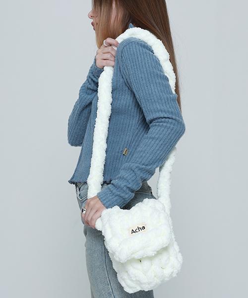 Acho Knitted Snow Crossbody Bag_White