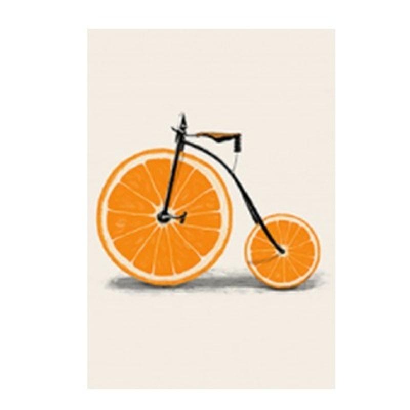 Abstract Fashion Bike Lemon Orange Fruit Print Canvas Paintings Kitchen Decor Nordic Posters Minimalist Wall Art Pictures