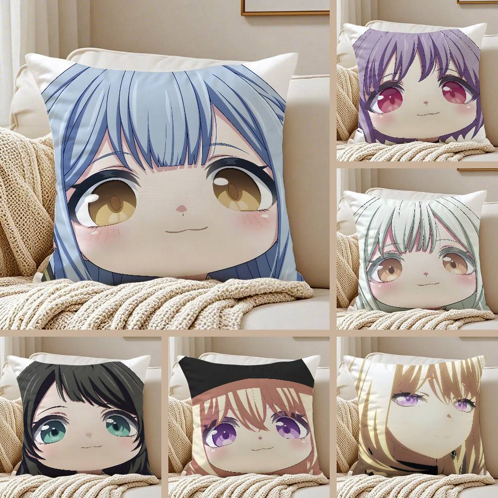 BanG Dream Ave Mujica Pillow Case Anti-dustmite Pillowcase Invisible Zipper Silky Short Plush Sofa Cushion Cover