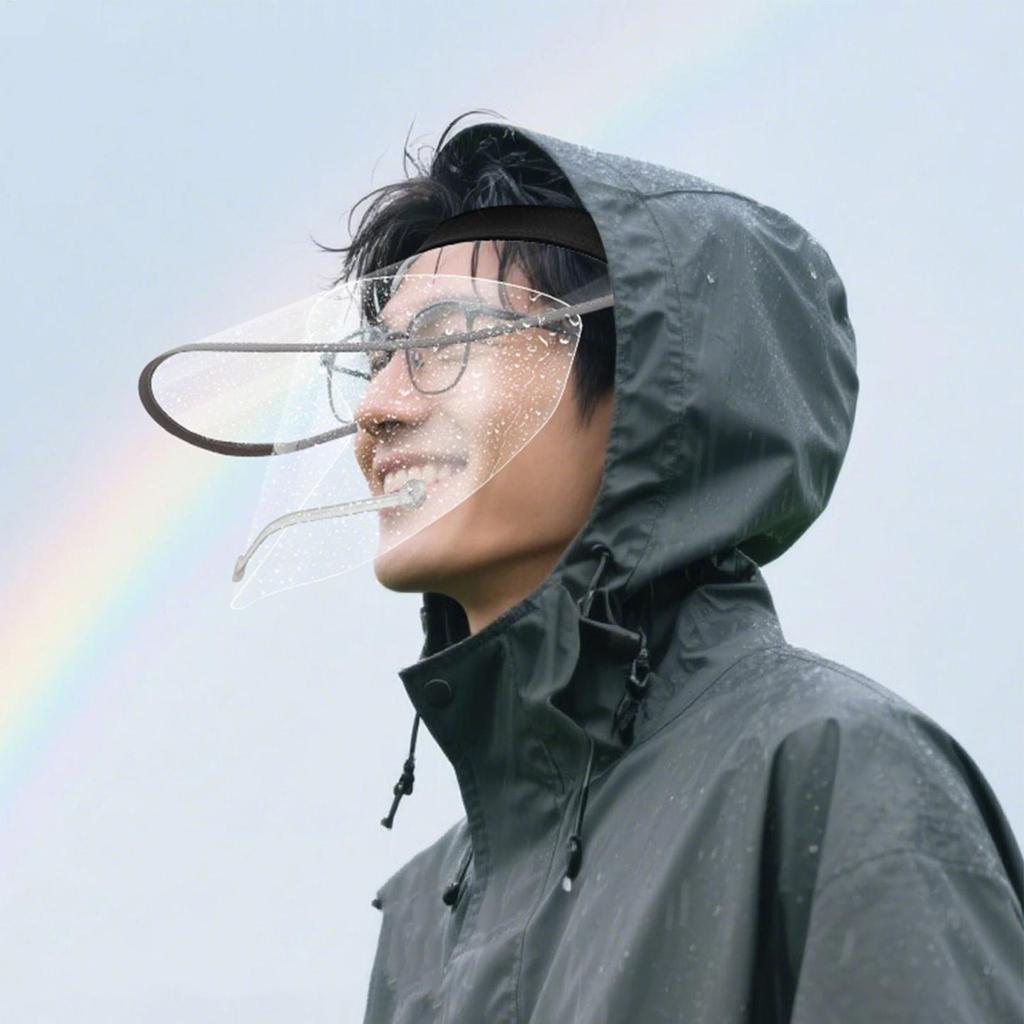 Clear Rainproof Face Shield Wide Brim with Elastic Headband Double-layer Rainproof Hat Brim for Daily Commuting Leisure Cycling