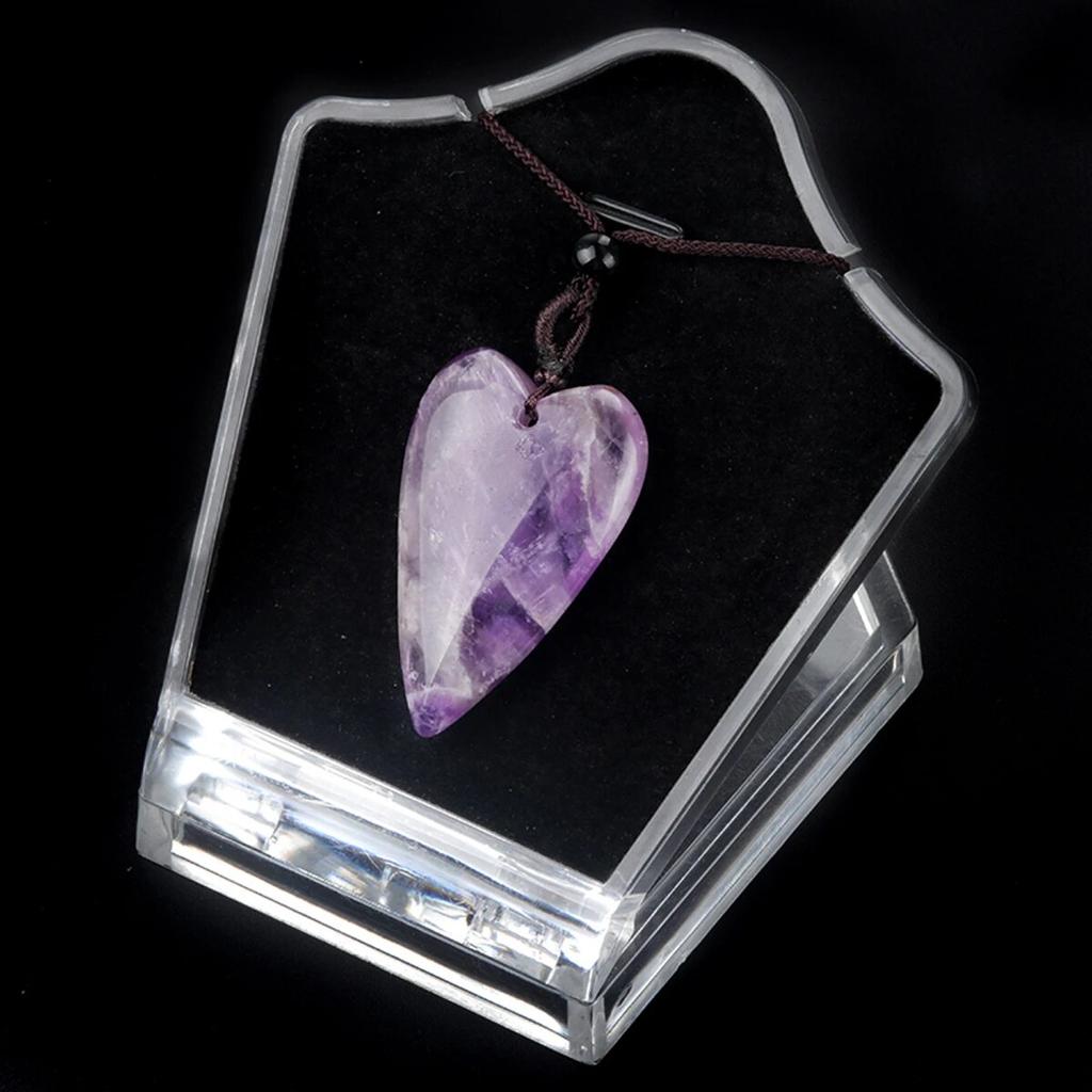 Peach-Heart Necklace Natural Stone Amethyst/Green Aventurine Pendant Necklace For Girls Women Birthday Wedding Gifts