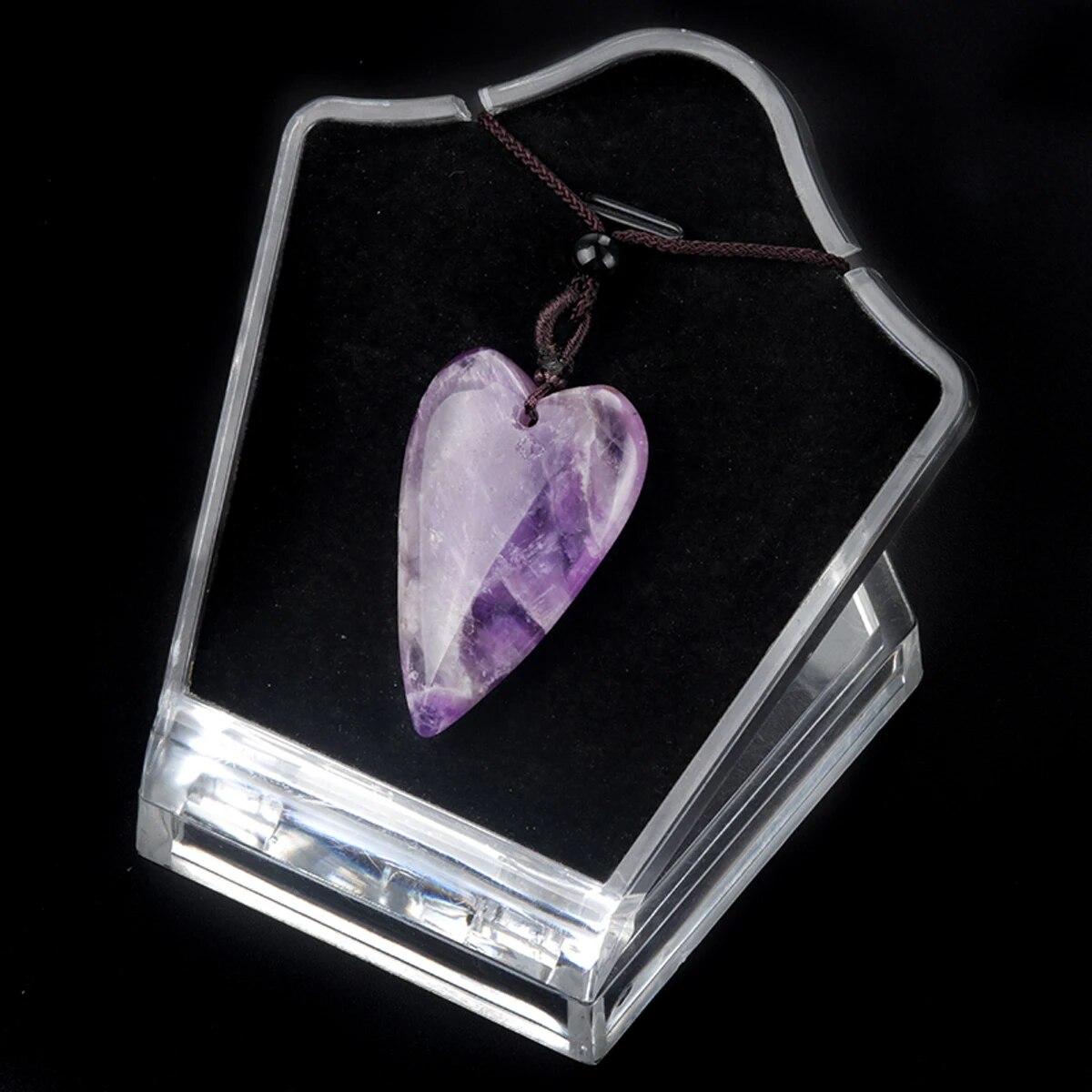 

Ожерелье в виде персикового сердца, натуральный камень, аметист/зеленый авантюрин, кулон, ожерелье для девочек, женщин, подарки на день рождения и свадьбу 40x25mm