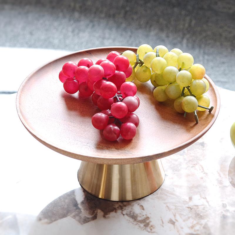 Light Luxury New Chinese Style Ornaments Simple Solid Wood Tall Fruit Tray Snack Tray Tea Pastry Dried Fruit Snack Plate Jewelry
