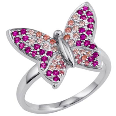 Pink 'Dragonfly Light' Silver Ring