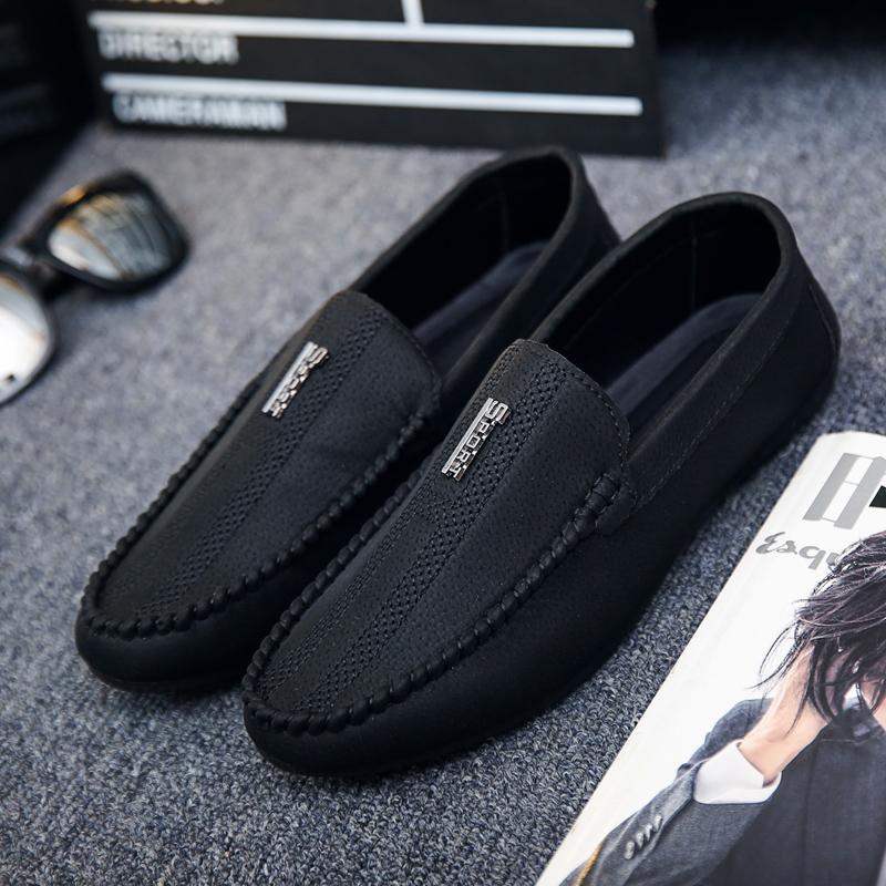 Herrskor i läder Mjuka mockasiner Mocka Rund tå Platt Herr Casual Sko Loafers Äkta Kohud Lågt pris på rea Sommar Pu