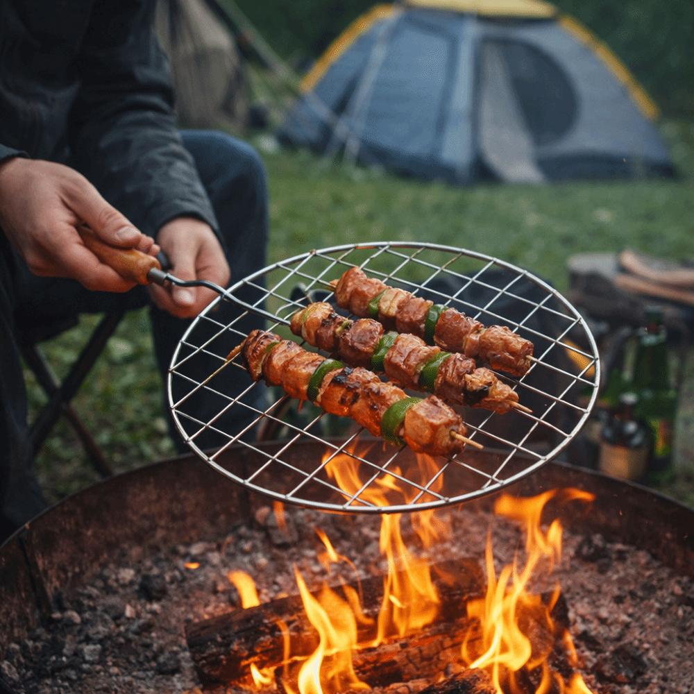 Round BBQ Mesh Non-Stick Wire Roaster Roasting Rack Grilled Meat Net  Picnic