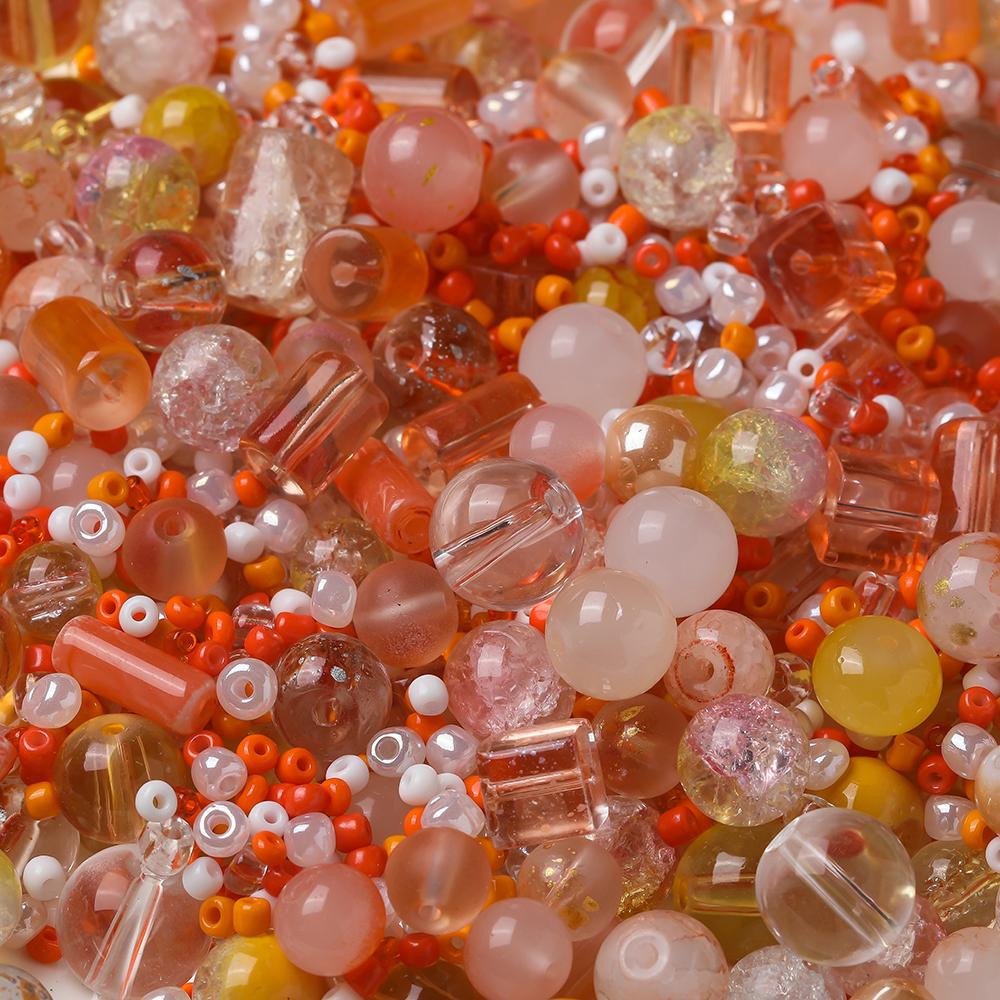 50g Colorful Glass Mixed Beads Multi-shape Loose Spacer Beads for DIY Necklace Bracelet Phone Chain Jewelry Making Accessories