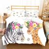 Kreslený žirafí povlak na přikrývku King Queen Tropical Animals Povlečení pro děti Chlapci Dívky Lovely Wildlife Polyester Povlak na přikrývku