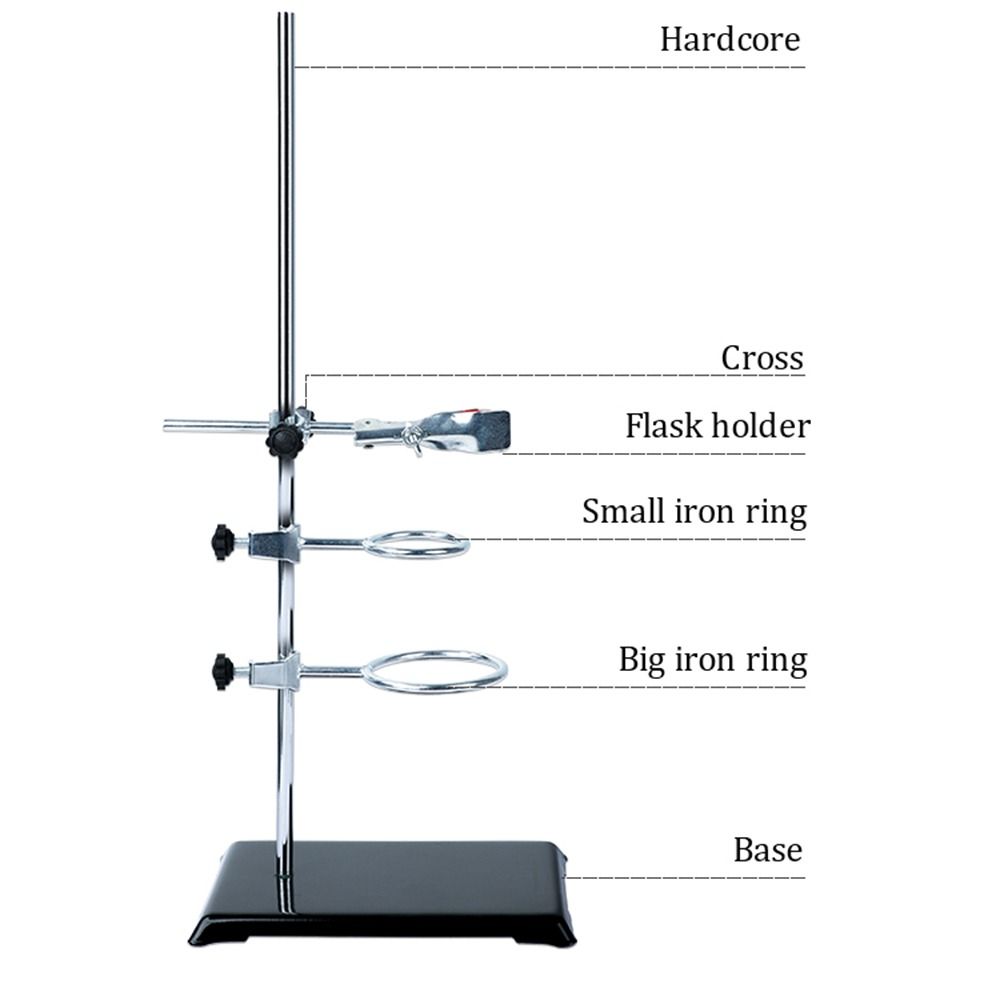 Stainless Steel Steel Lab Stand Set with Cast Iron Base Flask Ring Clamps  Physics Lab