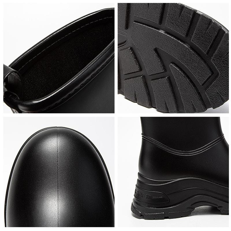 Rain Boots Women's Short Tube Rubber Shoes Adult Non Slip Water Boots Thick Soled Water Plus Velvet Short Thick Rain Women