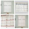 Checked Linen Window Tiers Kitchen Cafe Half Curtains Valance Decoration