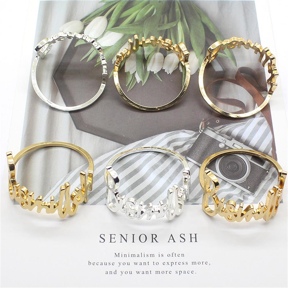 6Pcs/set Fashion Zinc Alloy Letter Design Napkin Ring For Ramadan Table Napkin Towel Decoration