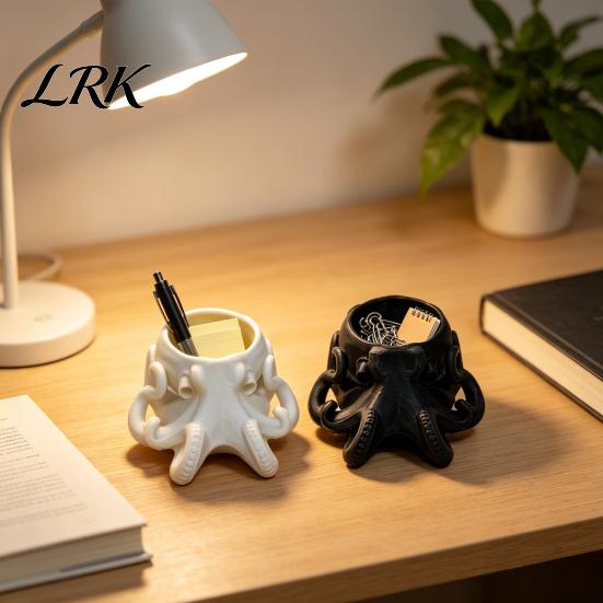 Unique Office Desk Storage 3D Printed Octopus Organizer, Dark Aesthetic Sculpture, Cute Modern Artistic Cup Tentacle Container, Birthday Gift, Vanity