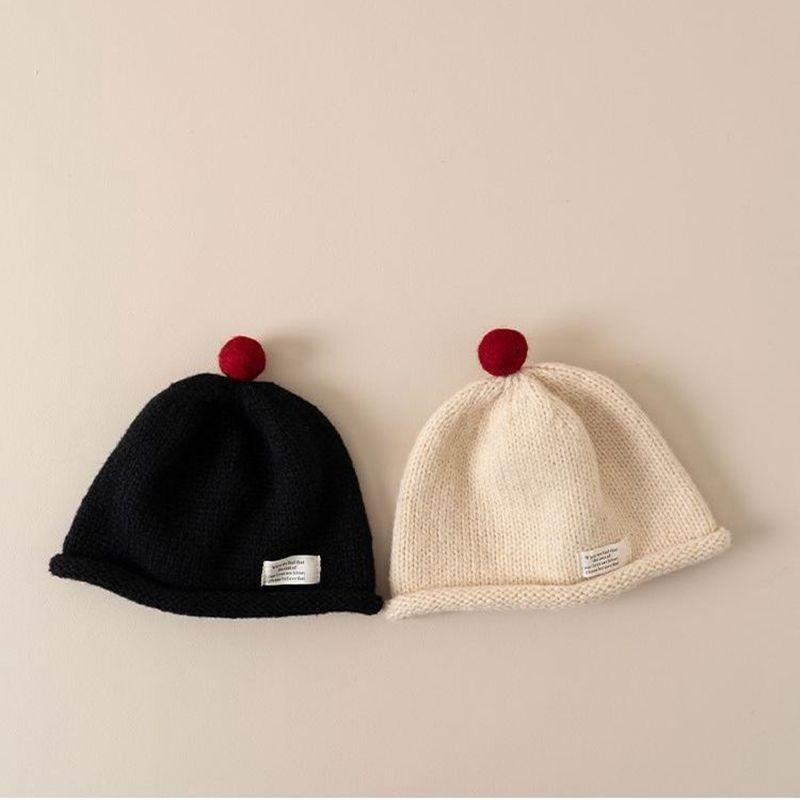 Winter Warm Baby Knitted Hat Cute Pompom Infant Beanie Cap Korean Solid Color Kids Boy Girl Woolen Hats