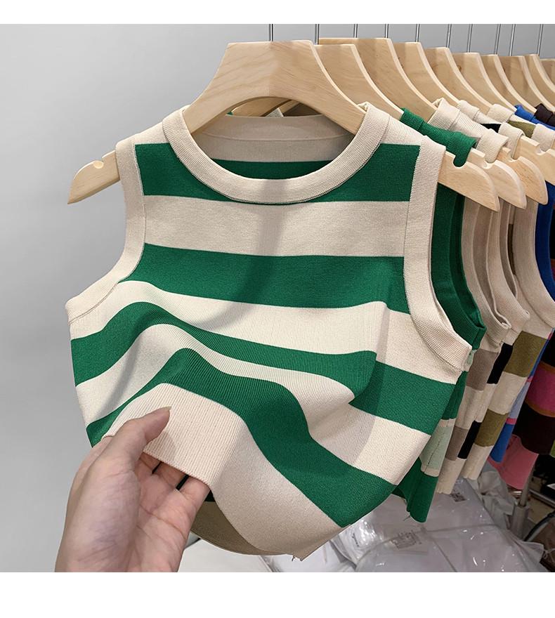 

Женский полосатый вязаный жилет - Лето 2024 Ретро-стиль, безрукавный крутой топ one size