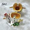 Festive Tabletop Decoration for Christmas Theme Jewelry Box with Magnetic Hinge, Alloy Enamel Vintage Holiday Seasonal Home Accents Style Organizer,