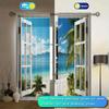 2pcs Beach Scenery Printed Curtain for Home Decor - Rod Pocket Window Treatment for Bedroom,Office,Kitchen,Living Room,and Study