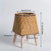 AD23-Vintage Imitation Rattan Woven Flower Shelf Planters Handmade Storage Basket With Wooden Legs Plant Pot Stand Holder Durabl