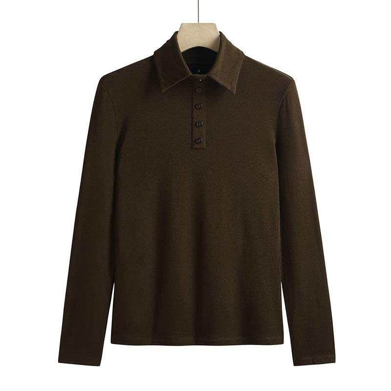 

Женская модная футболка с отворотом из хлопка, удобная внутренняя одежда, модная женская футболка с длинными рукавами, нижняя рубашка, облегающий топ XXXL