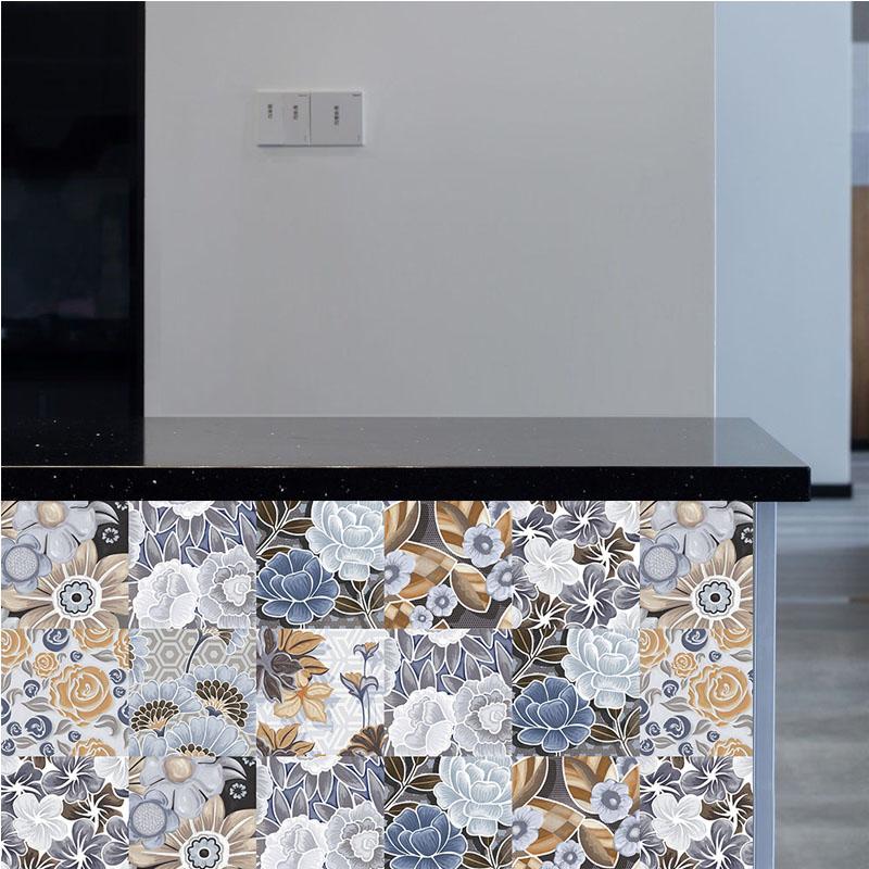 10 PCS PVC Tile Sticker Set Self Adhesive Removable Tile Waterproof Kitchen Bathroom Furniture Stairs Home Decor