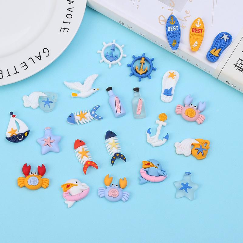 Popular Cartoon Ocean Series DIY Resin Ornaments for Phone Cases & Keychains