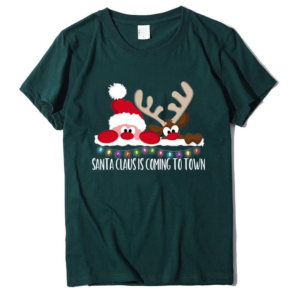 2025 New Children's Short Sleeved Christmas Reindeer Christmas Pattern Printed Girl's T-shirt Exquisite Christmas Cartoon Top