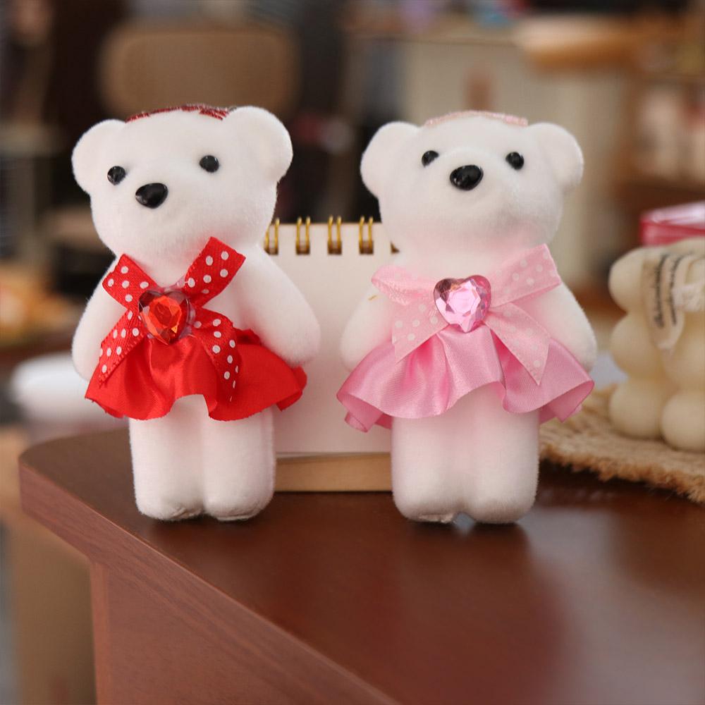 10pcs/set Plush Doll Mini Bear Flower Bouquet Plush Animal Cartoon Bouquet Doll Graduation Gifts