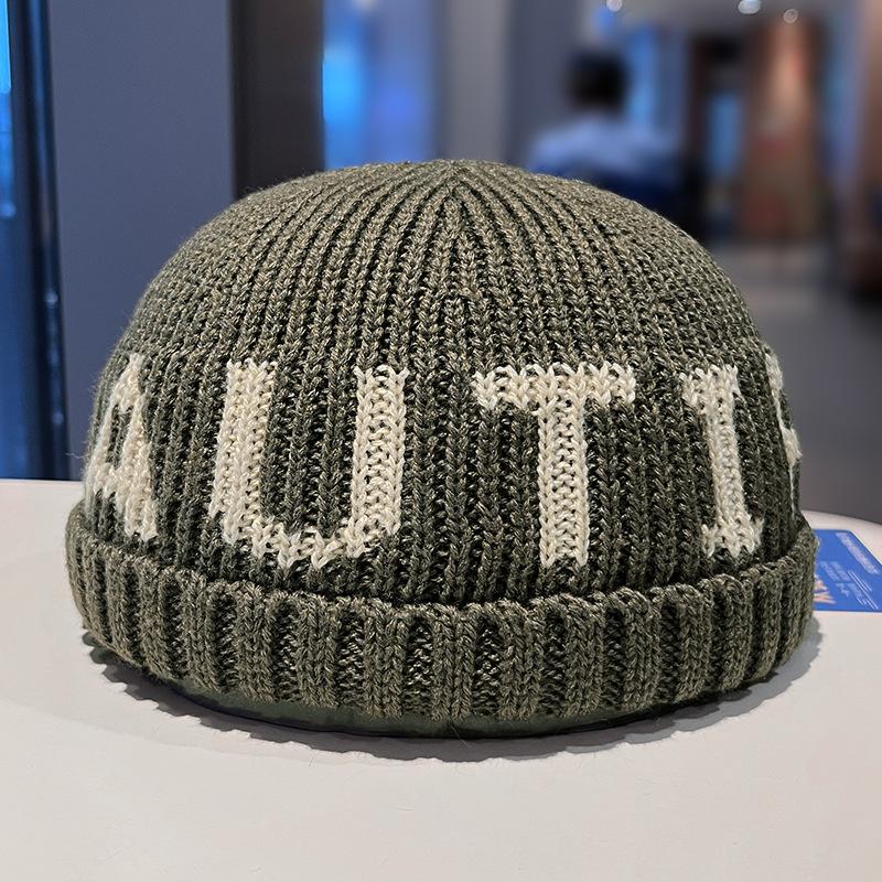 Autumn and winter new landlord hat letter embroidery knitted hat Internet celebrity fashion simple wool hat warm cold hat