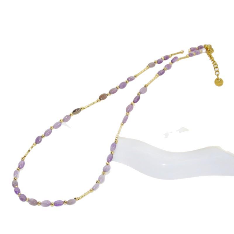 Aquamarine Star Gold Beaded Choker Necklace with Natural Stone Design