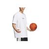 adidas Graphic Play Basketball Letter Print Sport Round Neck Short Sleeve Drop Shoulder T-Shirt Men Tops White JD6402