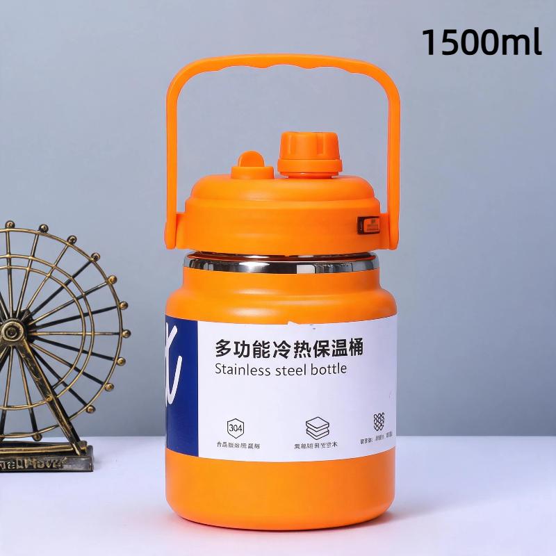 Stainless Steel Insulated Water Jug Food Grade Leak Proof Lid 24H Heat Cold Retention for Picnic Beach Trips
