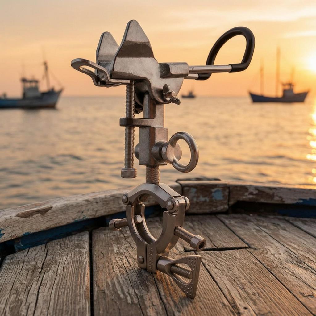 Fishing Rod Support Bracket Multi-position Clamp for Boat Hull Rails