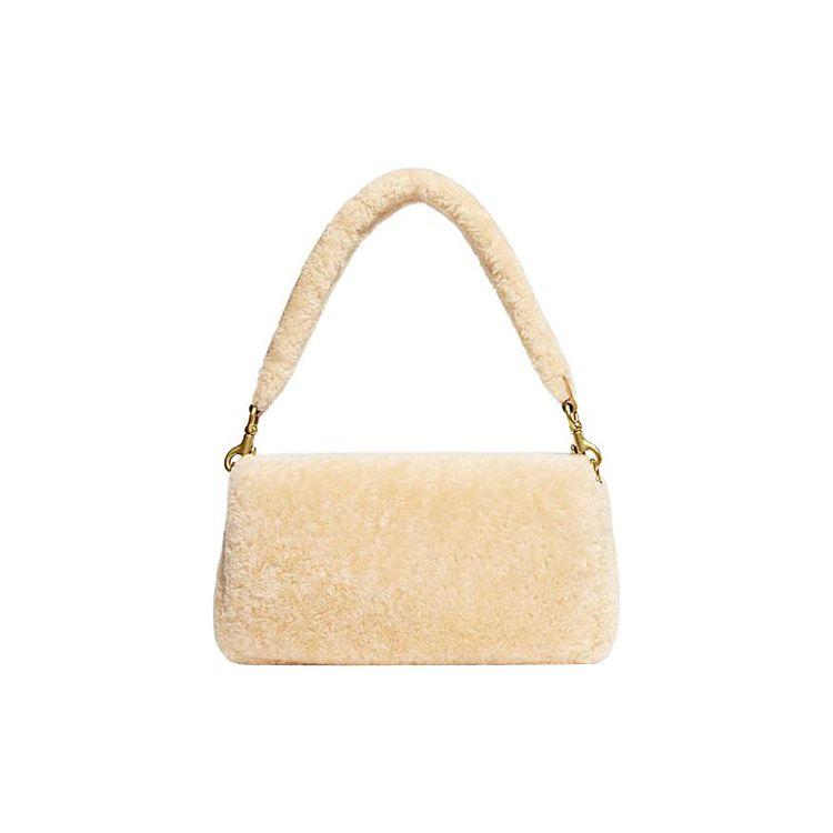 Coach Pillow 26 Removable Pendant Buckle Closure Sheepskin Handheld Crossbody Shoulder Bag Women Handbags Yellow CC445-B4UPX
