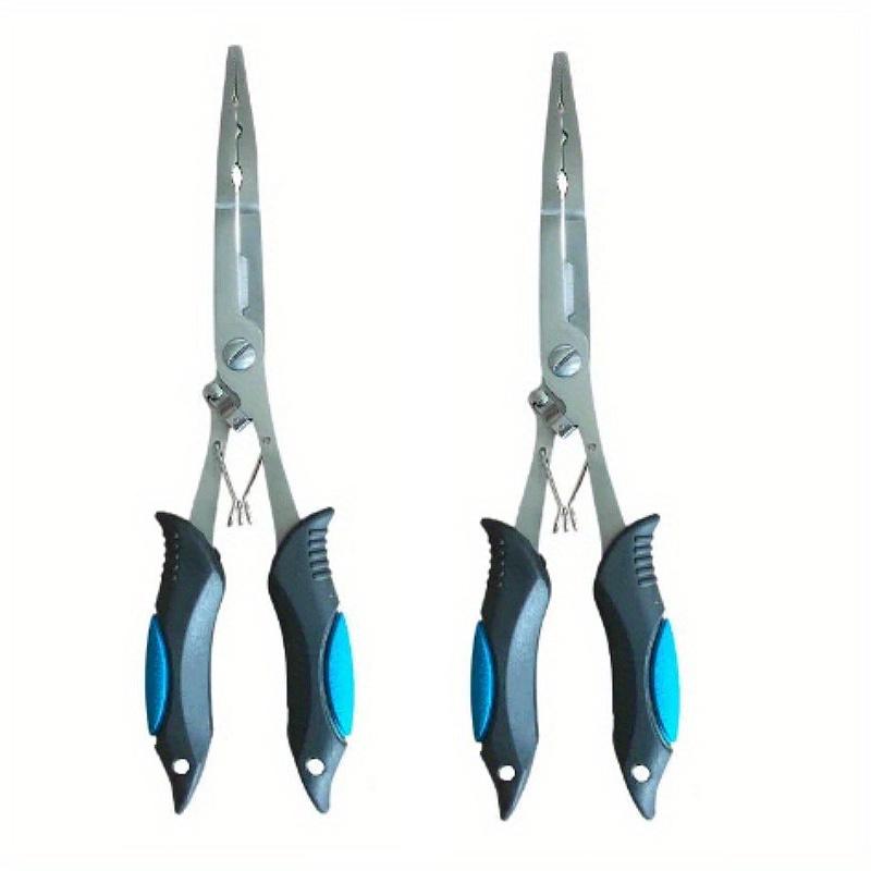 2pcs 11.8in Multifunctional Luya Pliers Stainless Steel Fishing Pliers Fishing Accessories Fish Mouth Pliers Hook with Rubber Handle