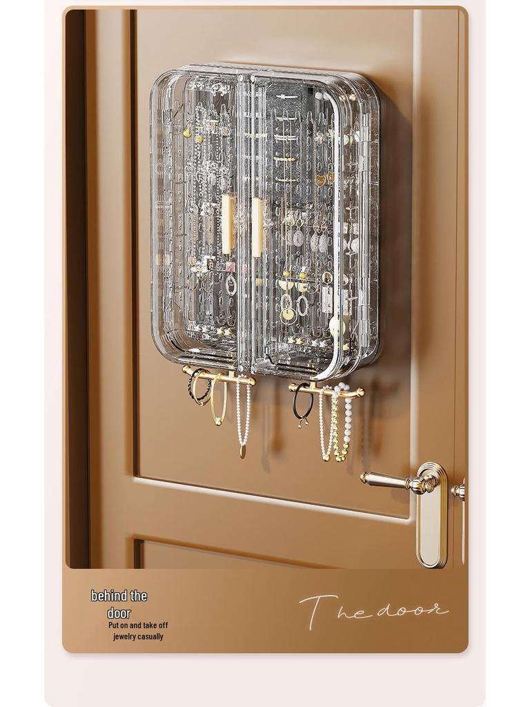 Wall-Mounted Large Jewelry Organizer: Stud Earrings, Necklace Display & Storage Box