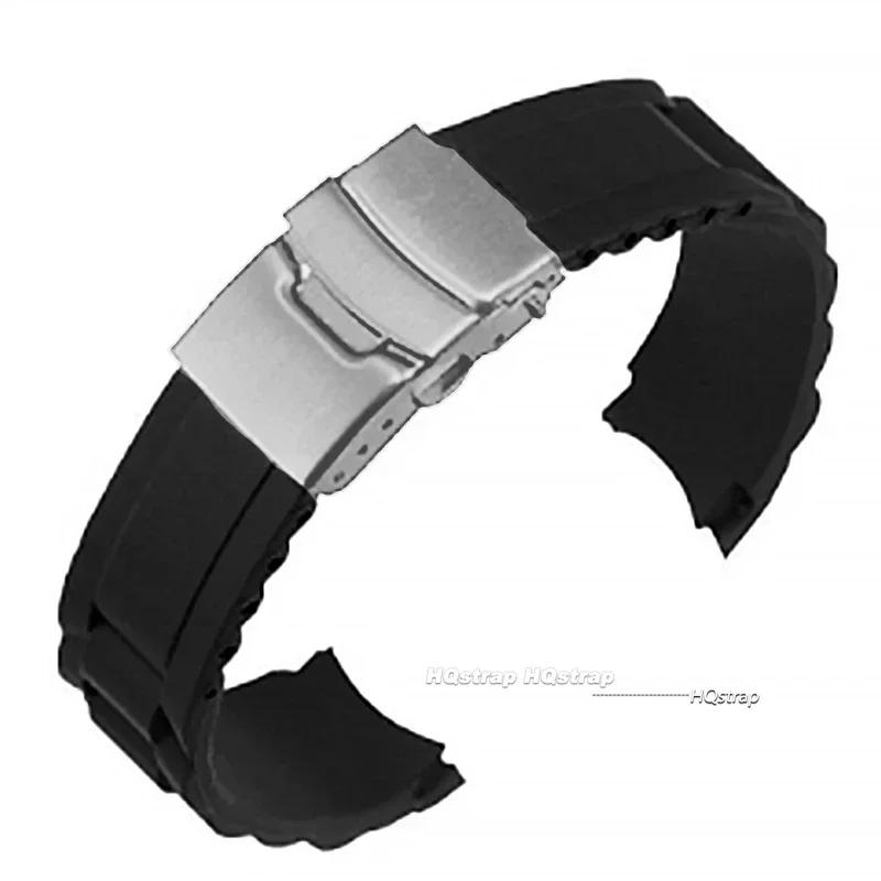 

Silicone Rubber Watch Strap Band Deployment Buckle 16mm 18mm 20mm 22mm 24mm 26mm Curved Strap Watch Replace Arc End Bracelet 18mm