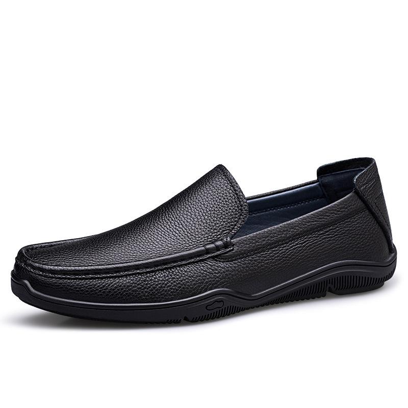 Men's Large Size Leather Slip-On Casual Shoes - Versatile & Fashionable for Business/Formal Wear
